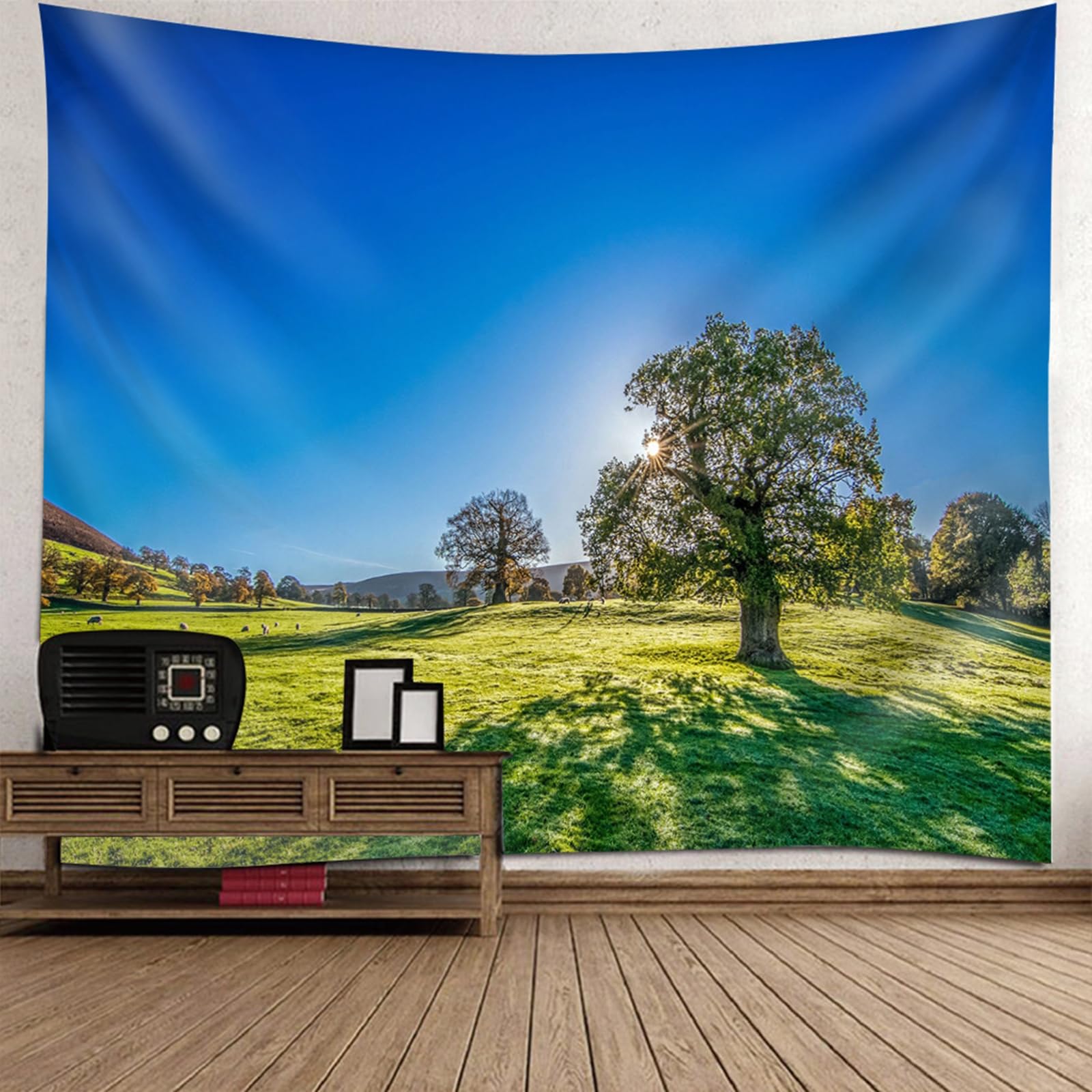 Tenture murale ciel bleu pelouse arbres au format géant 260x240cm - 6