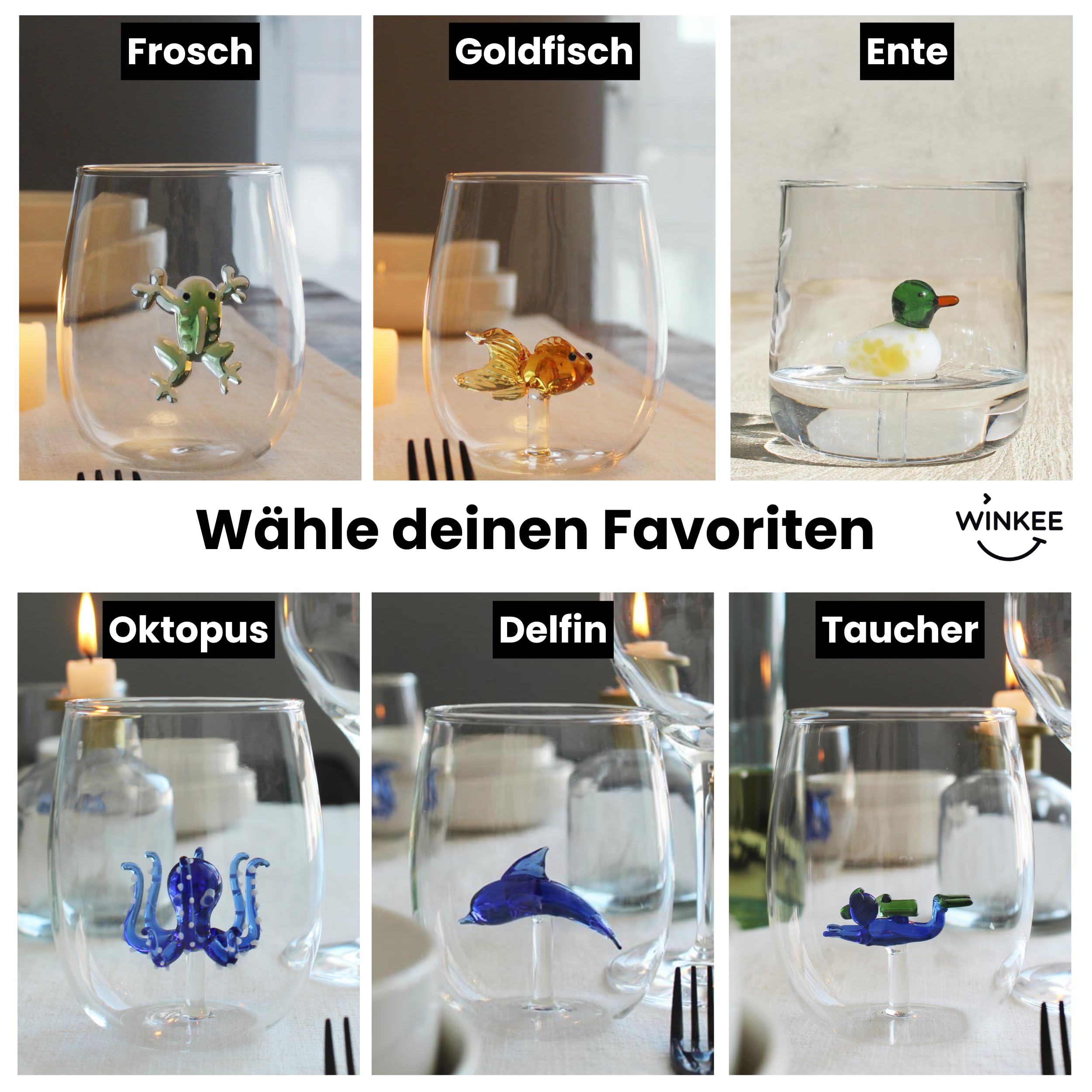 Winkee - Handmade Frog Glass | Crystal Drinking Glass | Dessert Glass with  Frog | High-Quality Glasses for All Occasions | Gift for Birthday, Wedding,  Anniversary : Amazon.de: Home & Kitchen