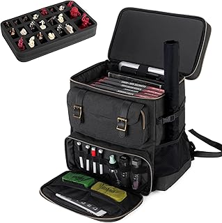 Trunab Tabletop RPG Adventurer's Backpack Compatible with Dungeons and Dragons Large DnD Travel Bag with Miniatures’ Foam Layer, Battle Mat Storage Bag, Fits Many D&D books, Dice, Markers & More