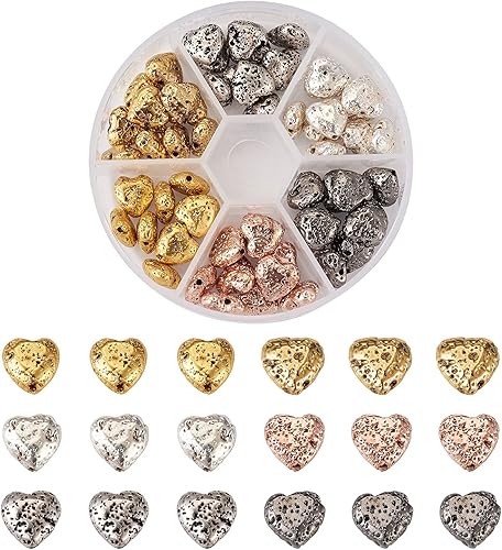 Miniatura 7 de Craftdady 240 cuentas redondas naturales de piedra de lava de 0.394 a 0.394 pulgadas, piedras preciosas volcánicas sueltas, cuentas espaciadoras de