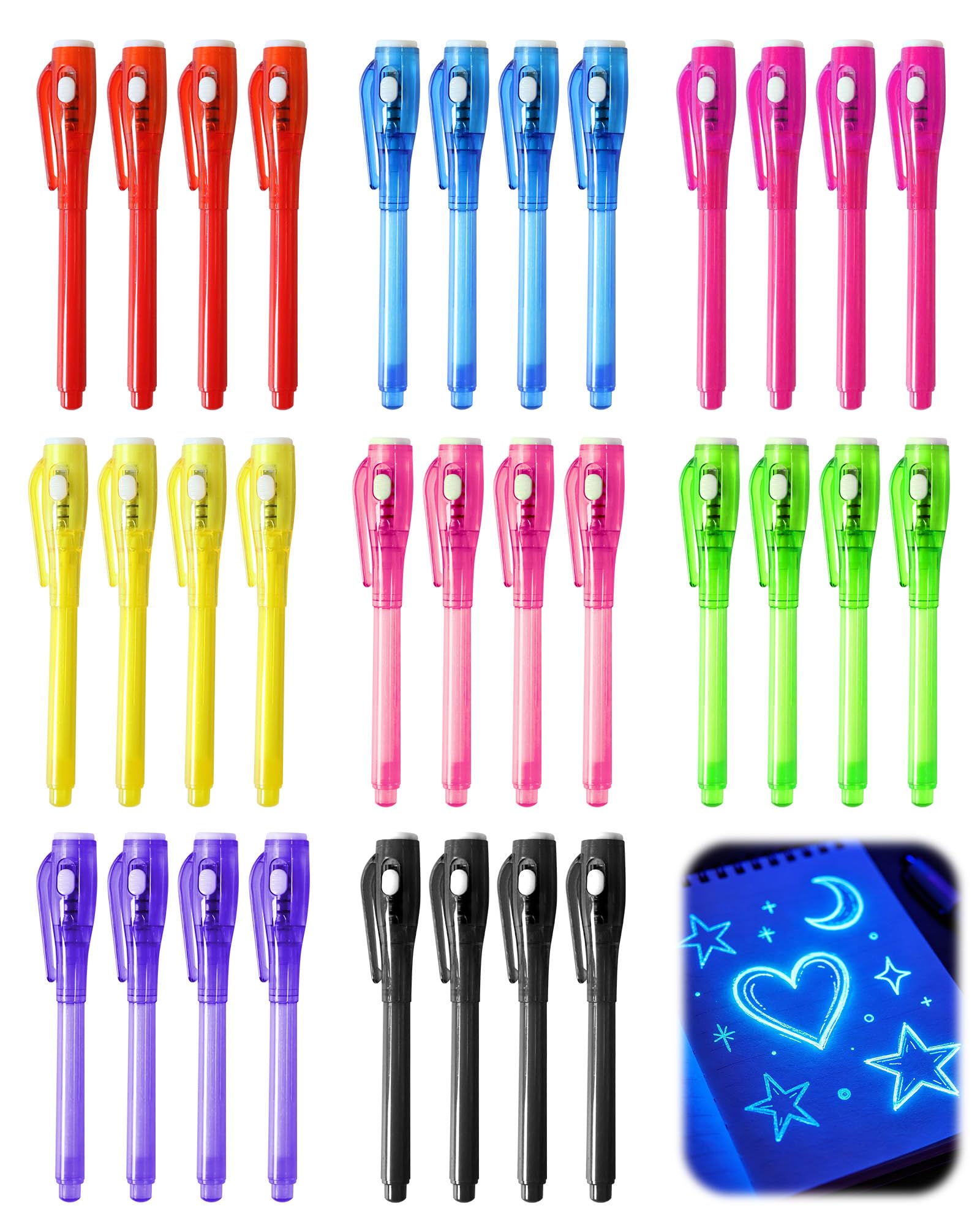 Amazon.com: Invisible Ink Pens with UV Light, 32 Pcs Spy Pens for