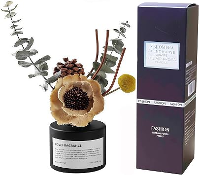 Reed Diffuser Set with Dried Flowers, 3.38fl.oz Fragrance Diffuser with Sticks, Scented Sticks Aroma Diffuser, Home & Office Decor for Air Fresheners, Bathroom Lime Basil Citrus