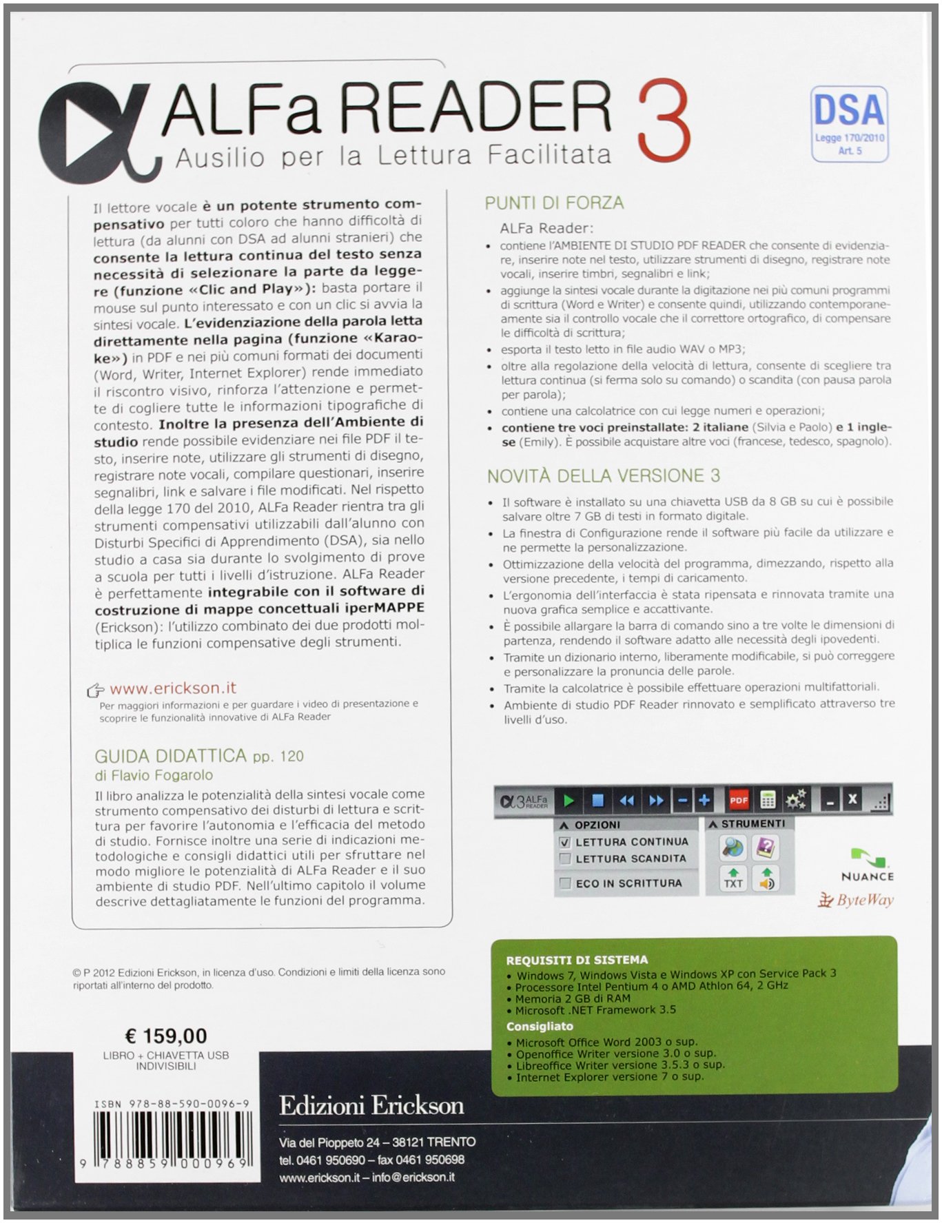 ALFa Reader 3 plus. (KIT: libro e chiavetta USB). Ausilio per la lettura facilitata. Lettore vocale