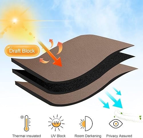 Miniatura 7 de RYB HOME Cortina de privacidad para puerta corrediza de cristal, bloque de luz que reduce el ruido, cortina aislada para sala de estar, armario,