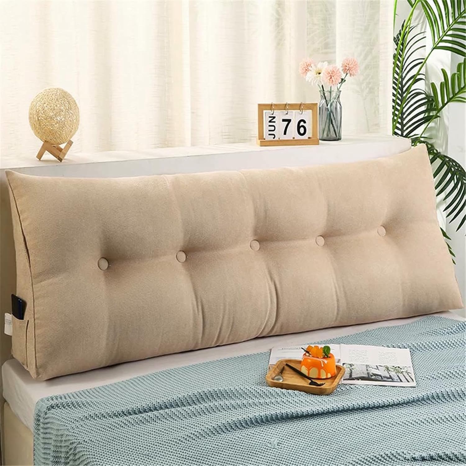 Triangular Headboard Pillow, Solid Color Triangle Cushion Reading Pillow, Large Bolster Positioning Support Wedge Pillow for Daybed Bed with Removable Cover~/