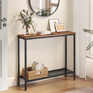VASAGLE 31.5" Console Table, Narrow Behind Couch Table, 2 Tier