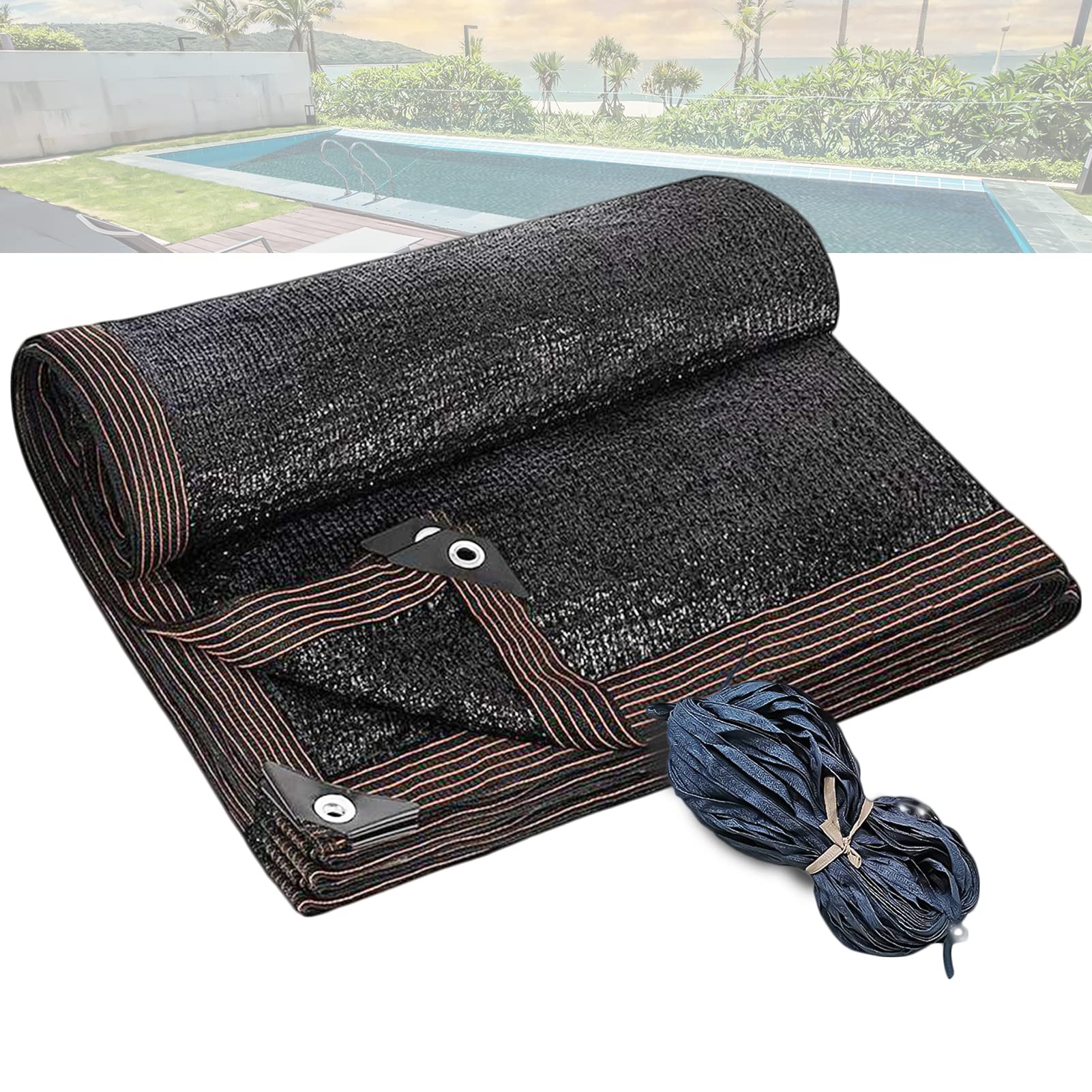 Filet rectangulaire pour piscine creusée avec corde - Réglable et découpable - Protection durable contre les feuilles et les débris - 10 m x 10 m