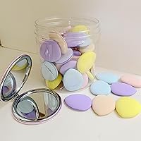 Vista 1 de 50 mini esponjas de maquillaje pequeñas y soplete de polvo con espejo, licuadora de belleza multicolor, esponja de maquillaje, herramientas