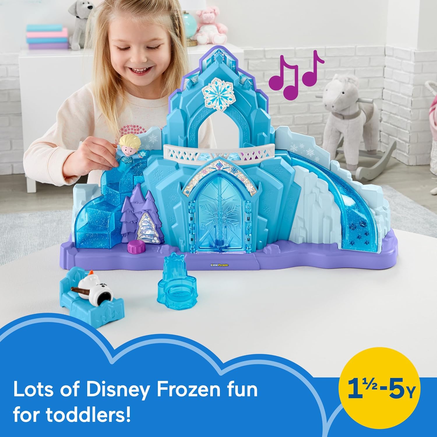 Fisher-Price Little People Toddler Toy Disney Frozen Elsa’s Ice Palace Musical Playset with Figures for Pretend Play Kids Ages 18+ Months (Amazon Exclusive)