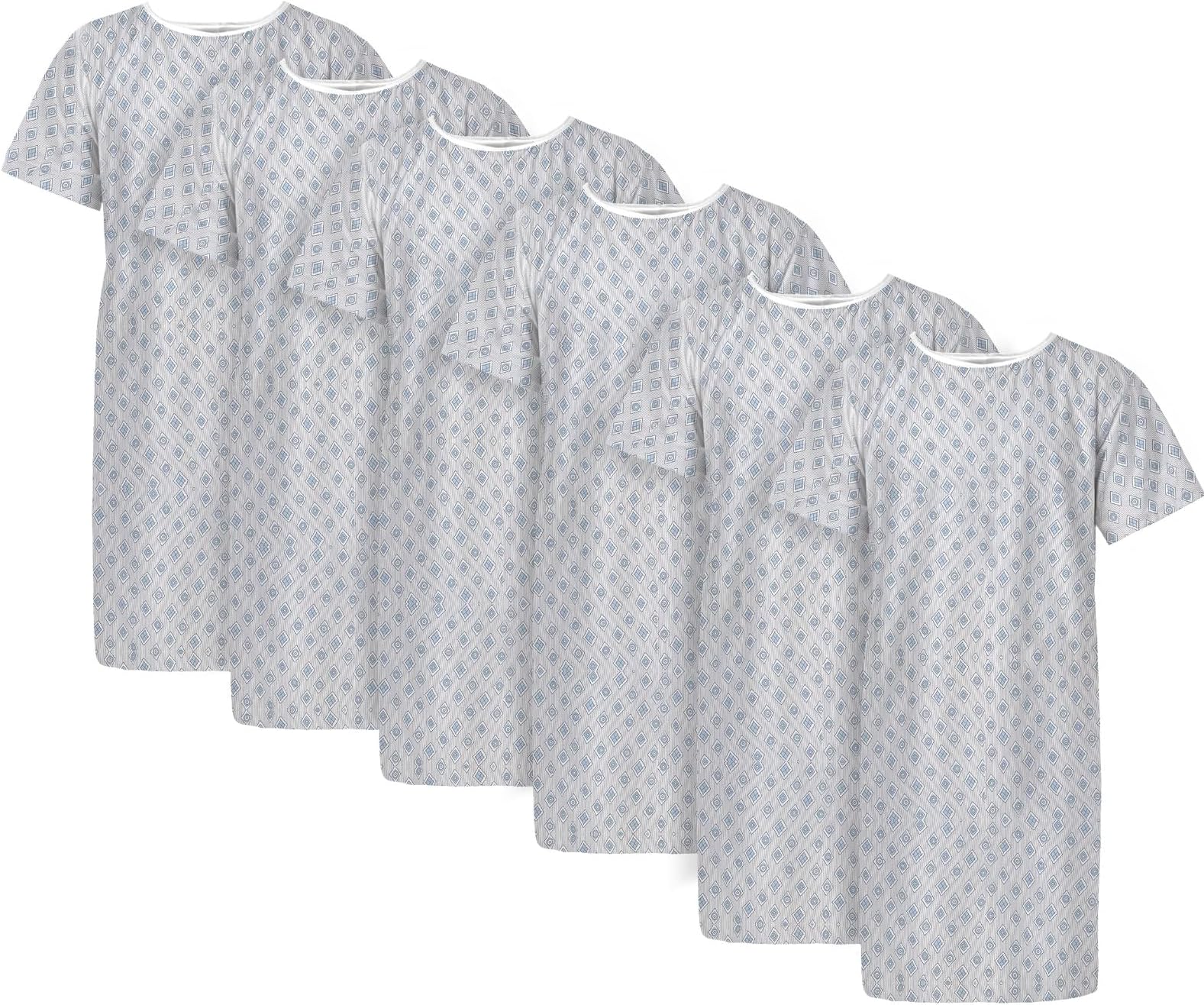 Linteum Textile Supply Hospital Patient Gowns Cotton Blended Unisex Comfortable & Durable with Back Ties Fits Up to 2XL