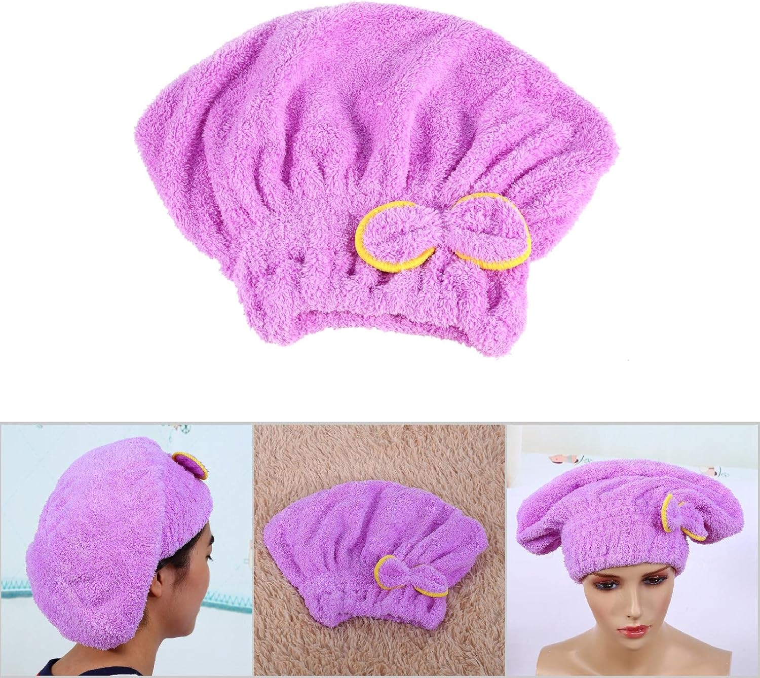 Ultra Absorbent Hair, Quick Drying Towel, Microfiber Hair Drying Wrap, Turban, Hair Drying Cap, Quick Dryer, Hair Tower (Violet)