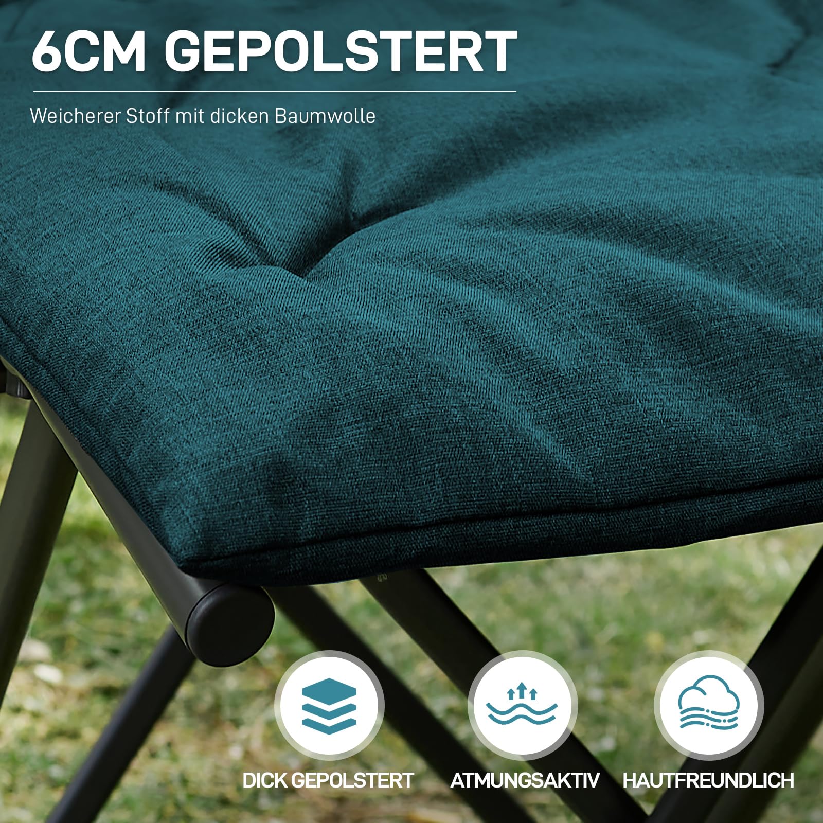 EVER ADVANCED Fußhocker Faltbar Klappbarer Hocker Gepolstert Fußstütze 47cm
