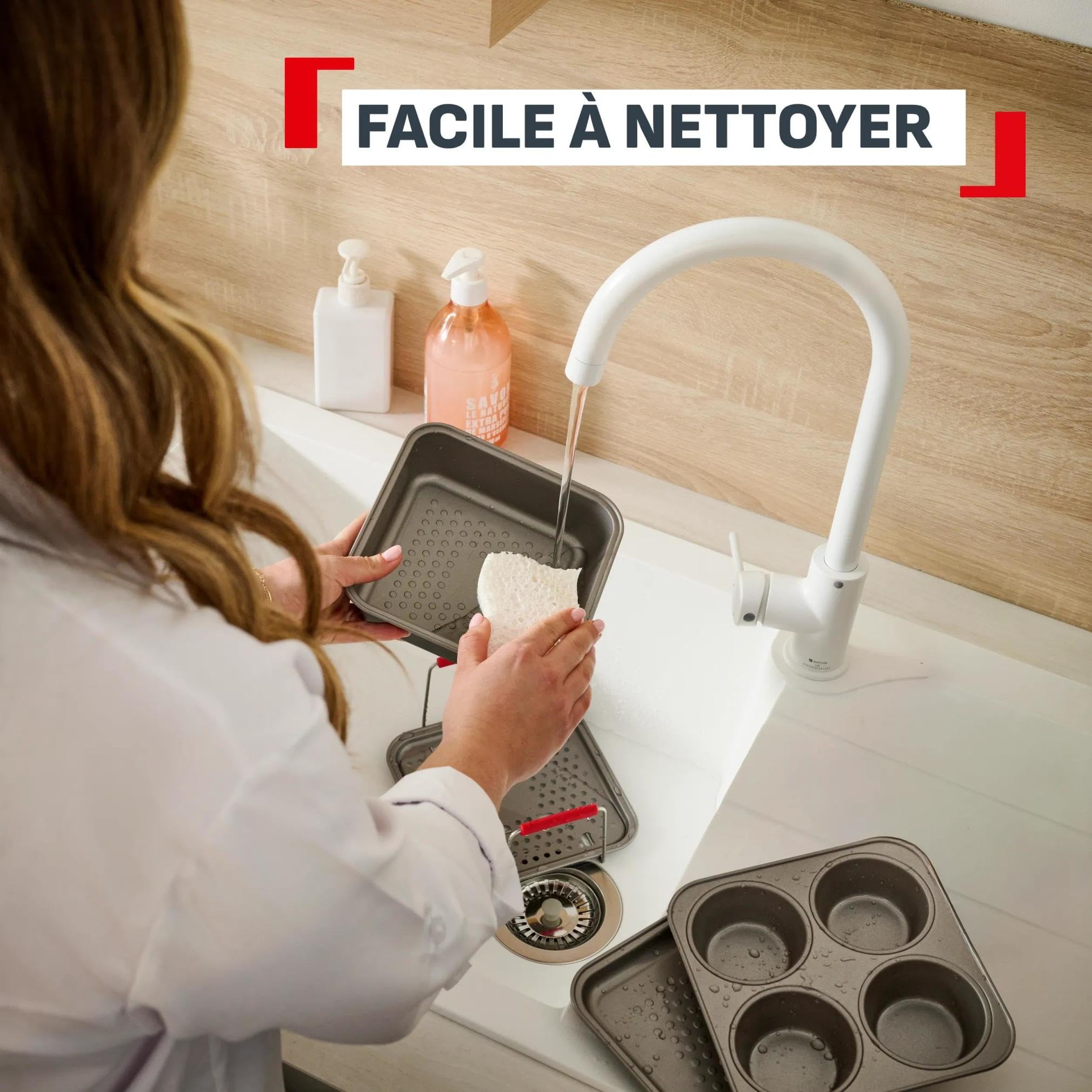 Tefal Dail’Easy, Kit de 6 accessoires de cuisson pour air fryer, Poignées ergonomiques, 5 moules, Revêtement antiadhésif, J701S644