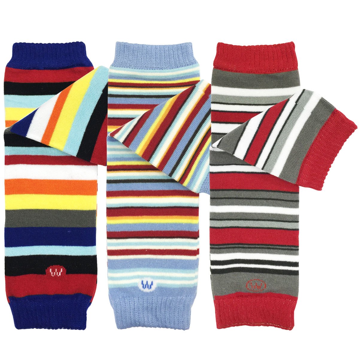 ALLYDREW Confezione da 3 scaldamuscoli e scaldamuscoli per bambini a pois, increspature e strisce, per bambini e bambine