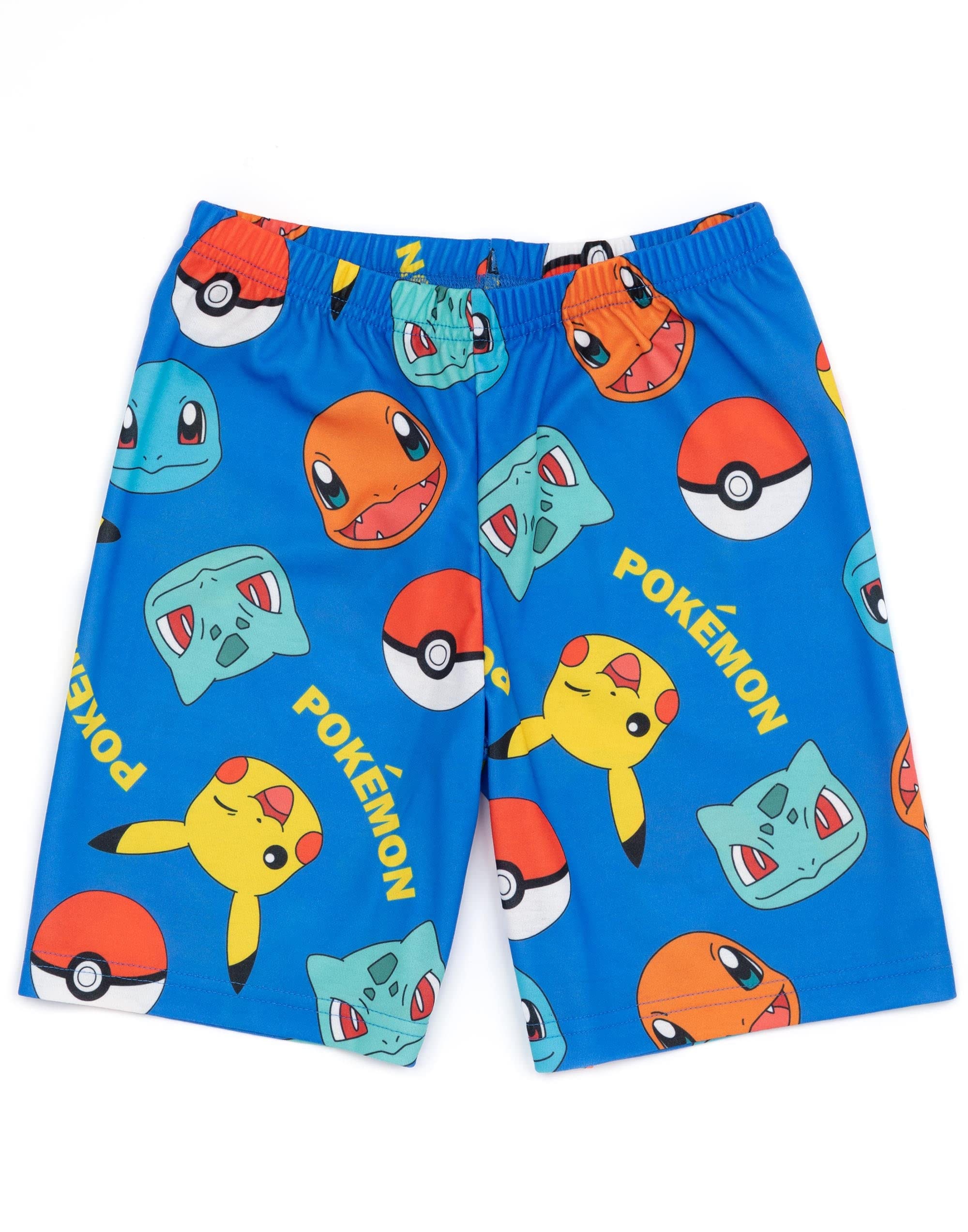Pokémon Boys 2 Pack Pyjamas | Enfants Jaune Pikachu Bleu Bulbasaur Charmander Squirtle Personnages T-Shirts Shorts Set | Produits dérivés de vêtements de Nuit de Jeu