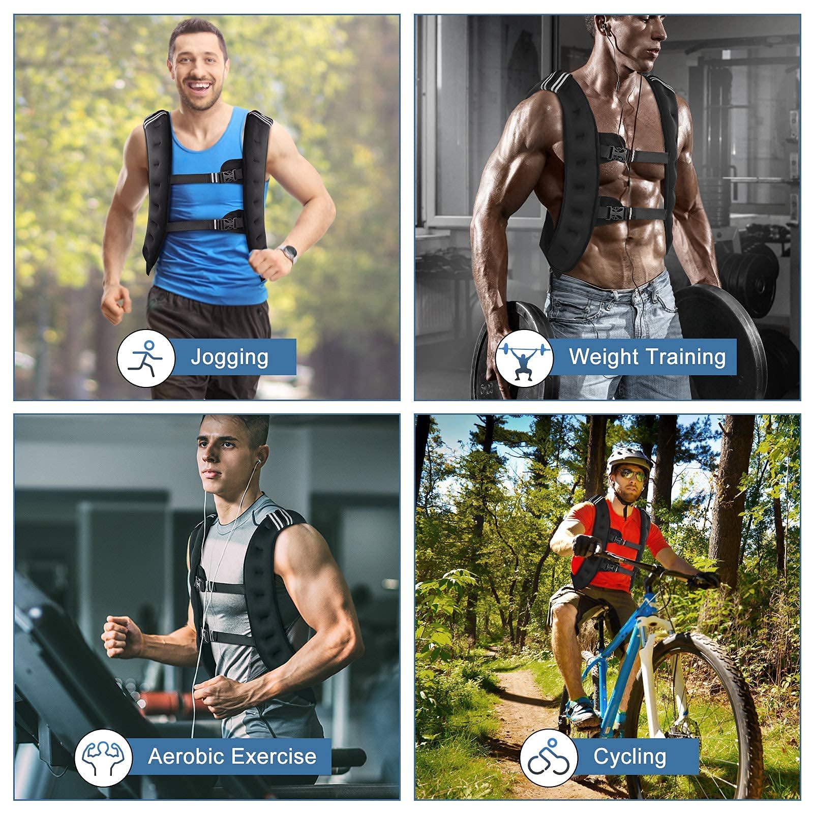 Gilet Pesi Regolabile, Giubbotto Gilet Giacca Zavorrata da Allenamento Rinforzata con Fibbia Regolabile per Allenamento Fitness Nero 10 kg