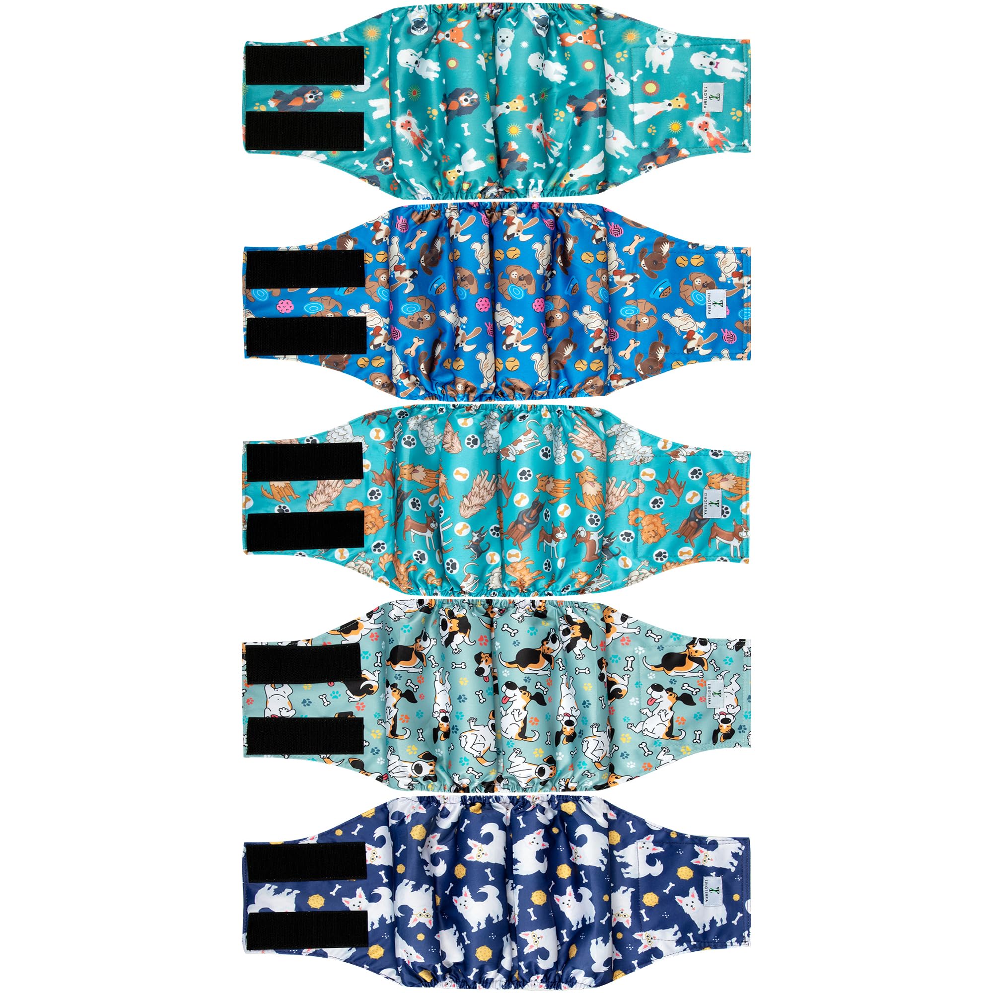 ZINGTERRA 5-Pack Reusable Dog Diapers Male