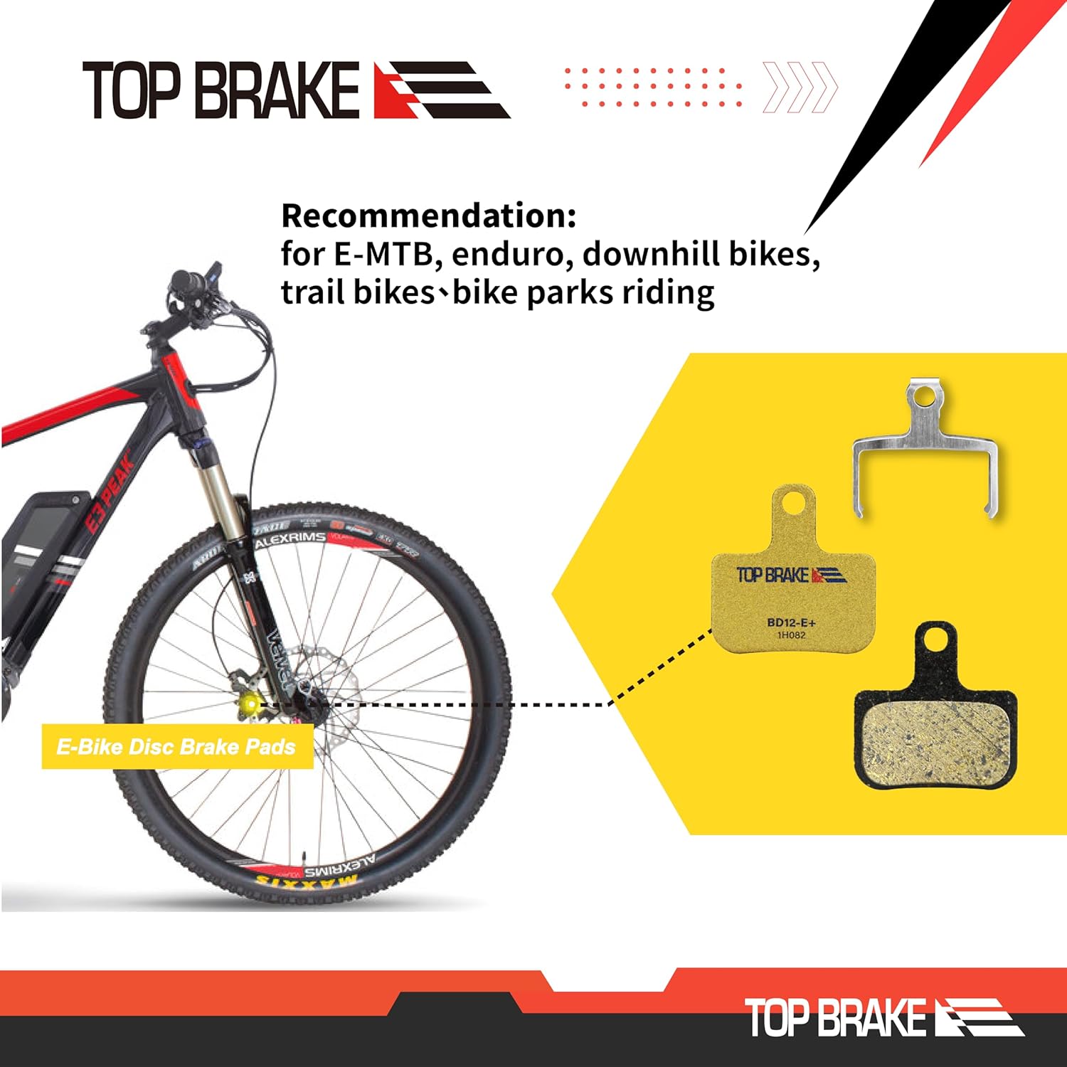 TOP BRAKE Disc Bike Brake Pads Compatible with SRAM Level Ultimate/T/TL/TLM B1, Force eTap AXS, Red eTap AXS (Gen. 2) | MTB eMTB Gravel Cross-Country(XC) Racing Trail
