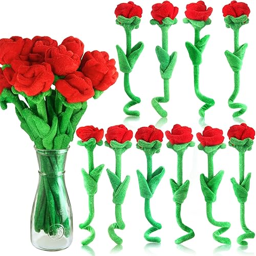 Miniatura 1 de 1018 piezas de rosas de felpa rellenas de rosas flexibles, ramo de peluche de flores suaves de 12.6 pulgadas para graduación 2024, día de la madre,