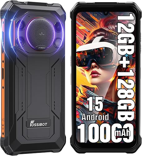 Vista 9 de FOSSIBOT F101P Android 13 Teléfono inteligente resistente, 7 GB+64 GB /1 TB Teléfono de llamada resistente 10600 mAh Teléfono desbloqueado 123dB