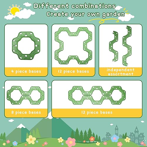 Miniatura 4 de Kiditos Juguetes de construcción de jardín de flores, juego educativo STEM, 173 piezas de juguete de aprendizaje divertido con bolsa de