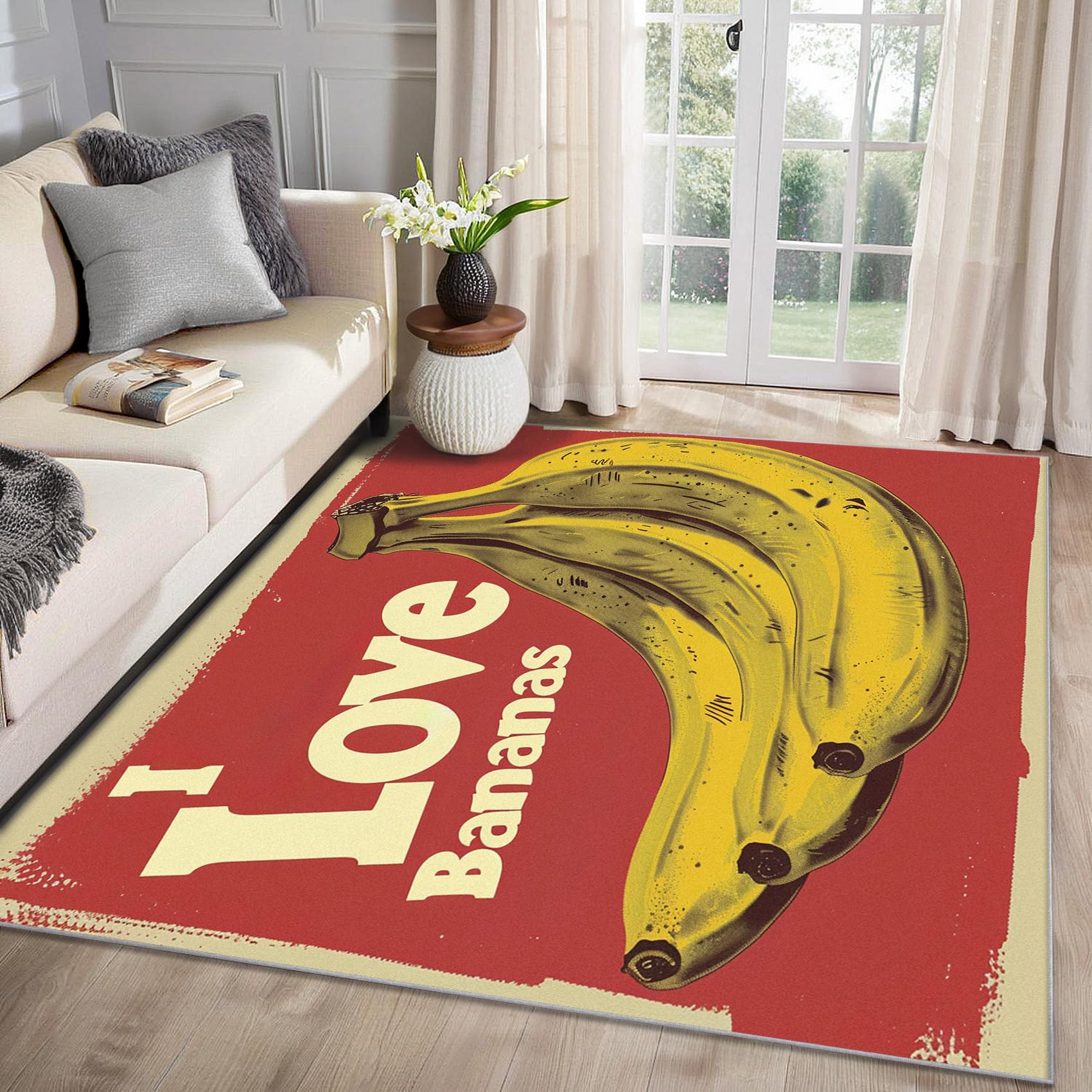 MMYAOKEN Banana Decorations - Banana Rug Small 40 x 60, Tropical Fruit Pop Art Patterned Area Rugs for Entryway, Machine Washable Non Slip Soft Door Mat, Fruits Home Decor & Gifts