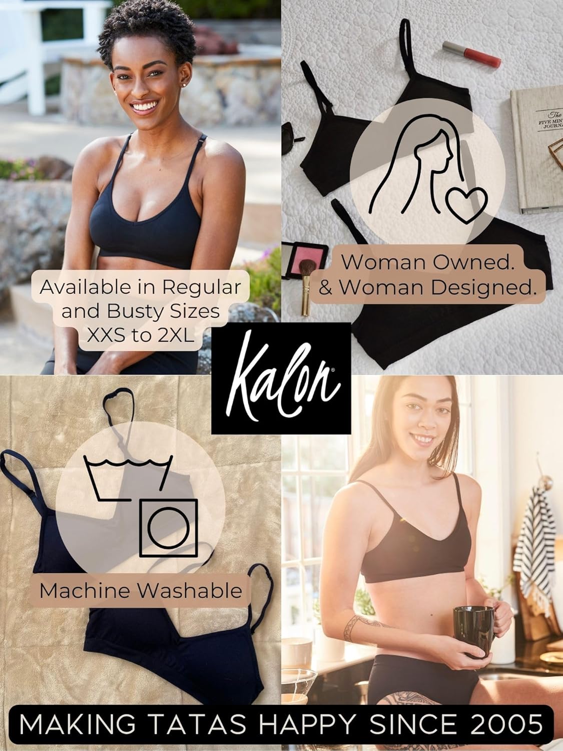 Kalon Women’s 4 Pack Demi Padded Bralette Wireless Comfortable Bra - Image 8