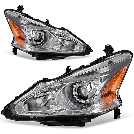 AmeriLite For 2013-2015 Altima 4Dr Sedan Projector Chrome Housing Halogen Replacement Headlights Assembly Pair - Driver And Passenger Side In | Whizz Headlight Assemblies - Foto 7
