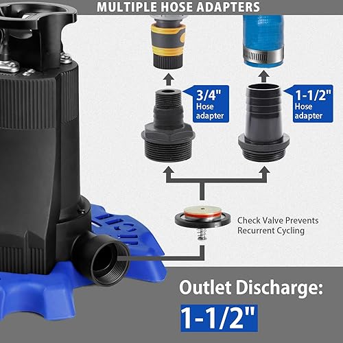 Miniatura 5 de WASSERMANN Bomba automática de cubierta de piscina, bomba sumergible de 13 HP 4200 GPH con válvula de retención y cable de alimentación de 26 pies