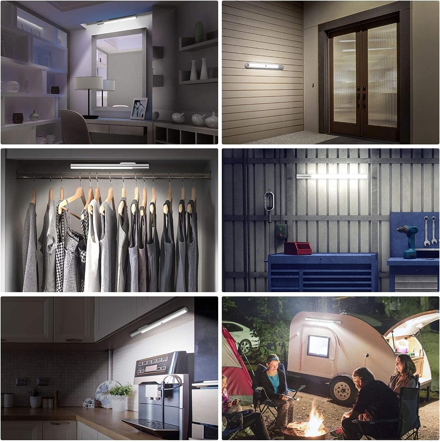BLS 1 Pack LED Closet Light Battery Operated+ 3 Pack Motion Sensor Light Indoor, LED Night Light Closet Lights, Under Cabinet Battery Powered Ceiling Lights, AA Battery Operated Stick on Lights
