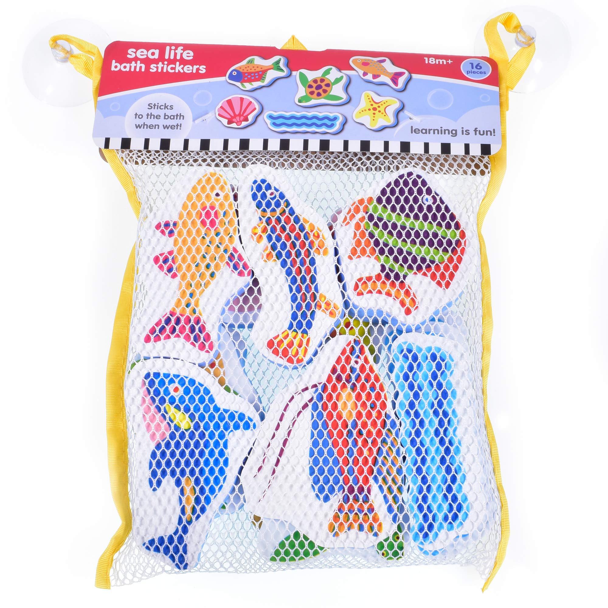 KandyToys 16 Piece Sea Animals Foam Bath Stickers Toys in Hanging Bag | Removal Bath Stickers