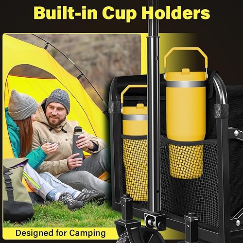 Miniatura 8 de Carrito plegable de 360 libras, con ruedas, portátil, todo terreno, plegable, para compras, camping, comestibles, deportes al aire libre,