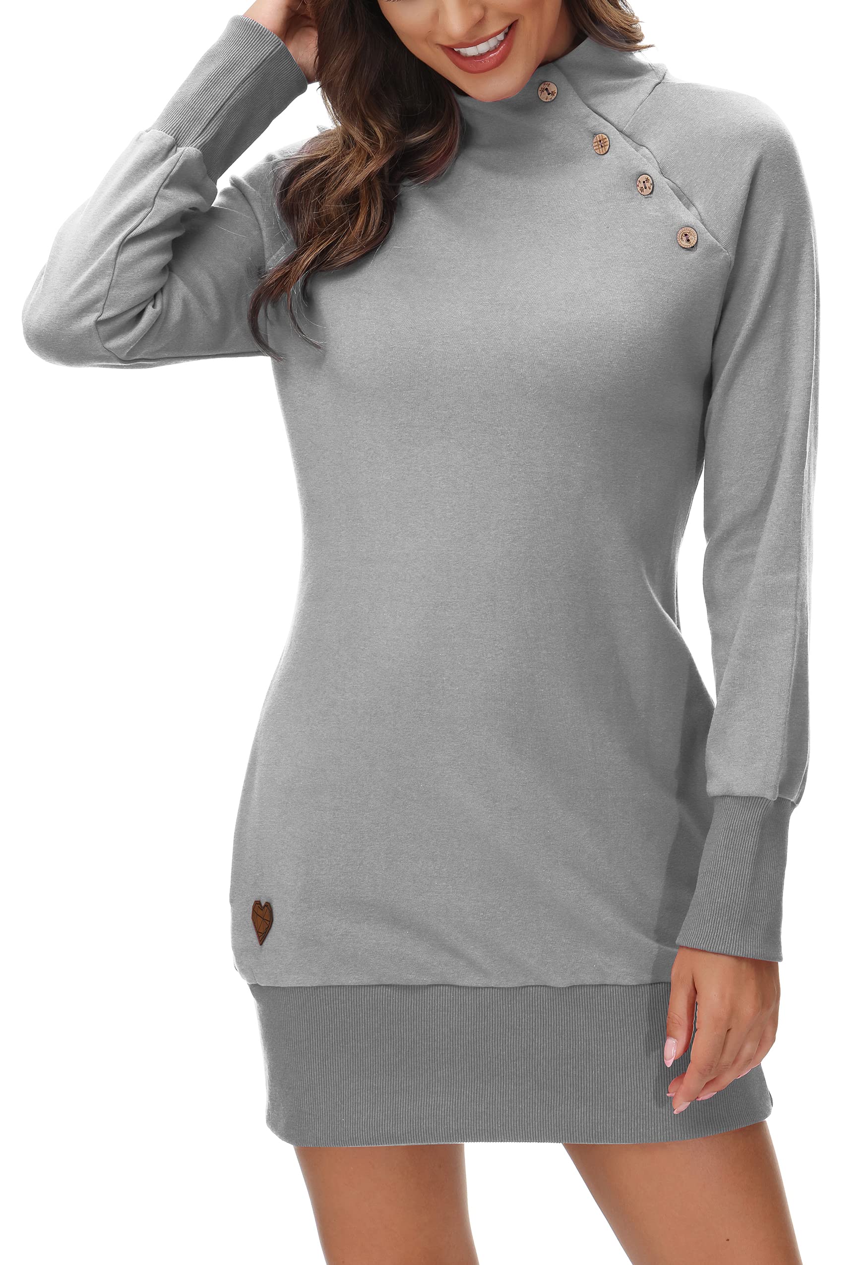 DOTIN Damska bluza z kapturem długi sweter damski długi elegancki sweter z golfem