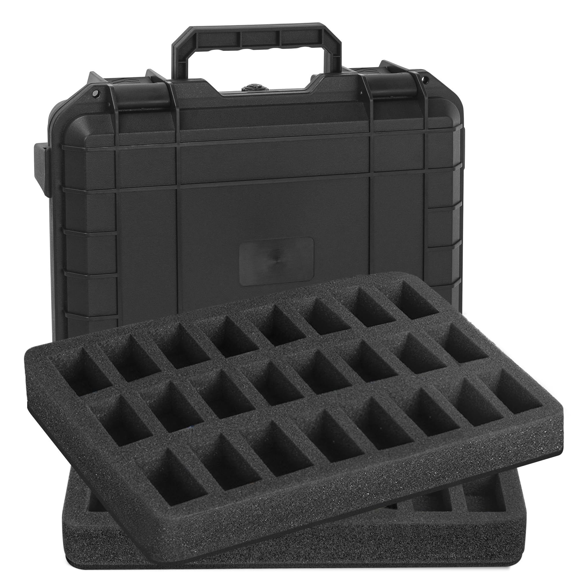 IPEB Miniature Sturdy Hard Case Figurine Minature Carrying Box,48 Slot Miniature Figure Hard Shell Case,Compatible with Most Miniatures,Black