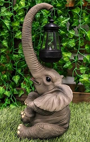 Miniatura 7 de Ebros - Luces caprichosas para tronco, estatua de elefante con luz LED solar, farol, circo, ternero, elefantes, decoración para el hogar, patio,