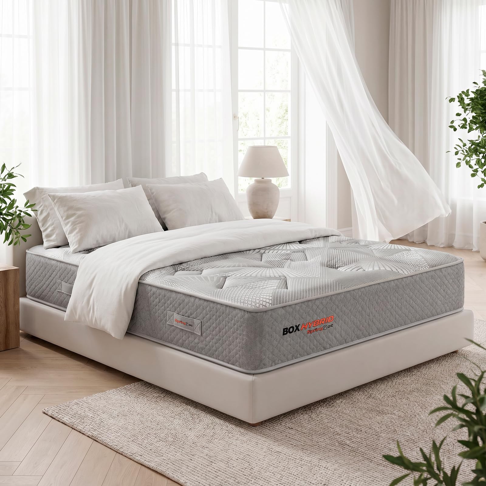 Duérmete Online Materasso viscoelastico Hybrid Box con Nucleo a Molle insacchettate, Spessore 26 cm, Memory Foam, Bianco, 90 x 200 cm
