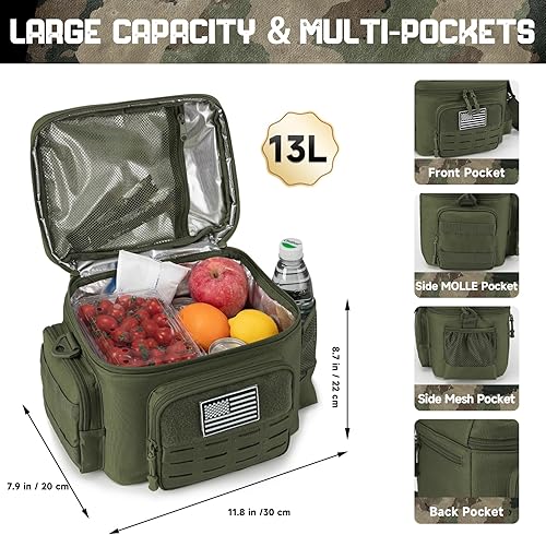 Miniatura 2 de QT&QY Bolsa de almuerzo táctica para hombre, militar, resistente, resistente a prueba de fugas, aislada, duradera, térmica, para comida de adultos,