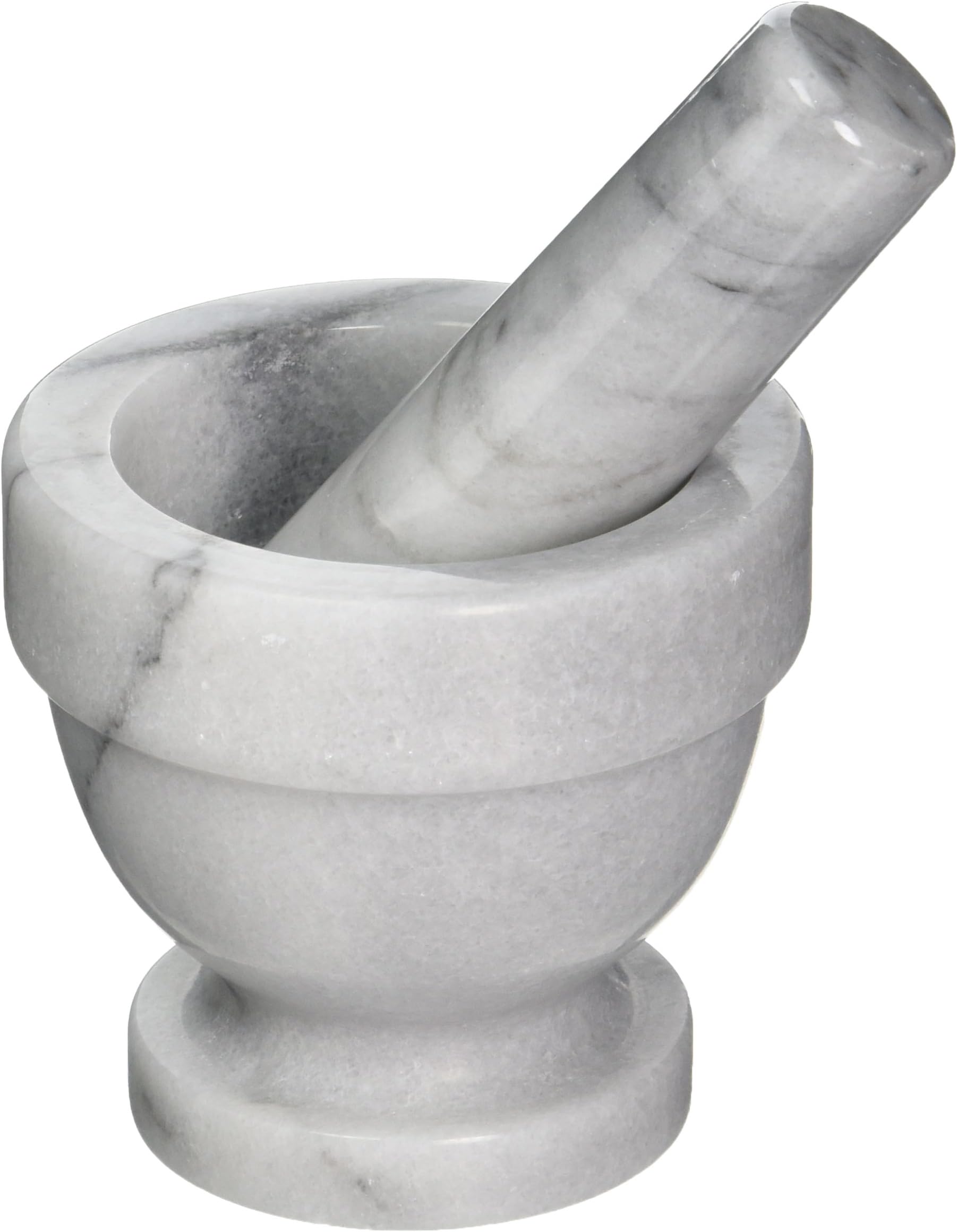 Fox Run Small Marble Mortar and Pestle Set, White, 3.5"