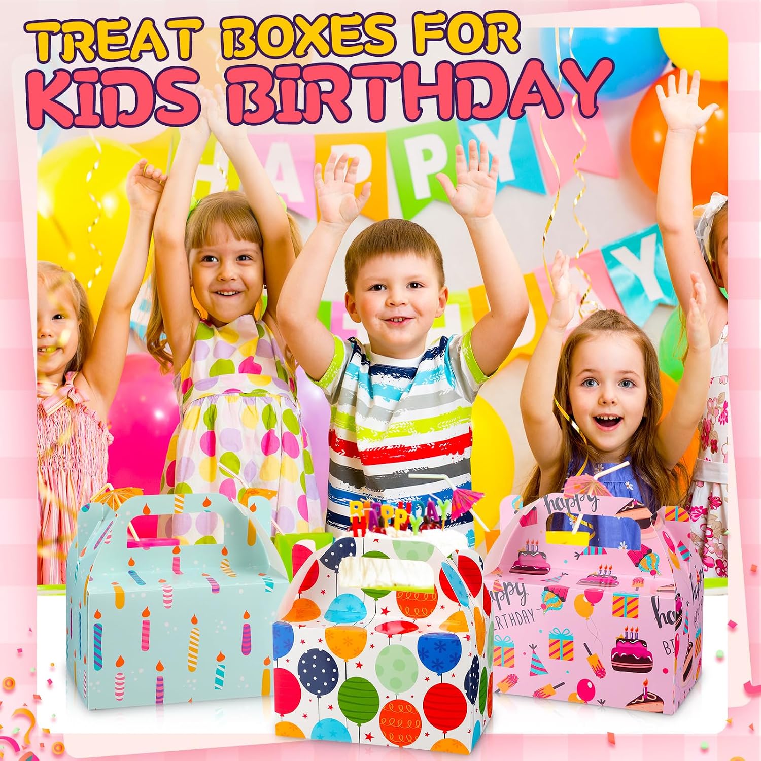Zhanmai 36 Pack Happy Birthday Party Treat Boxes 6 in Party Favor Gift Box