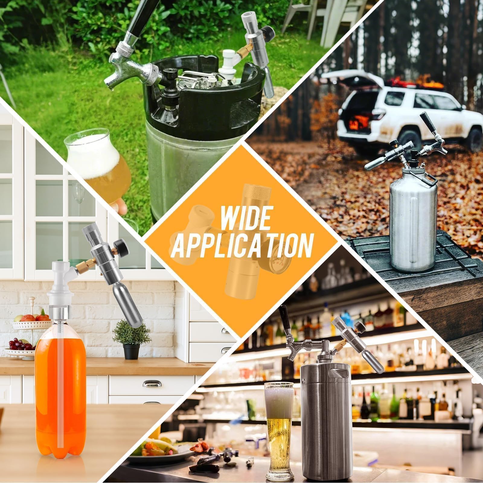 Dual Hold Stabiler Druck 0-60 PSI Mini Co2 Regler, tragbarer Mini-Fass-Ladegerät-Regler mit CO2-Gaskugel-Verriegelung, Trennung für Corny Keg Beer Growler Outdoor Picknick Party Kohlensäure