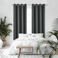 Deconovo Sötétszürke Sötétítő Függöny - Hőszigetelő, Hangszigetelő, Fényblokkoló Polyester Függönypár 117x229 cm Gyűrűs Fejjel, Mosható 5