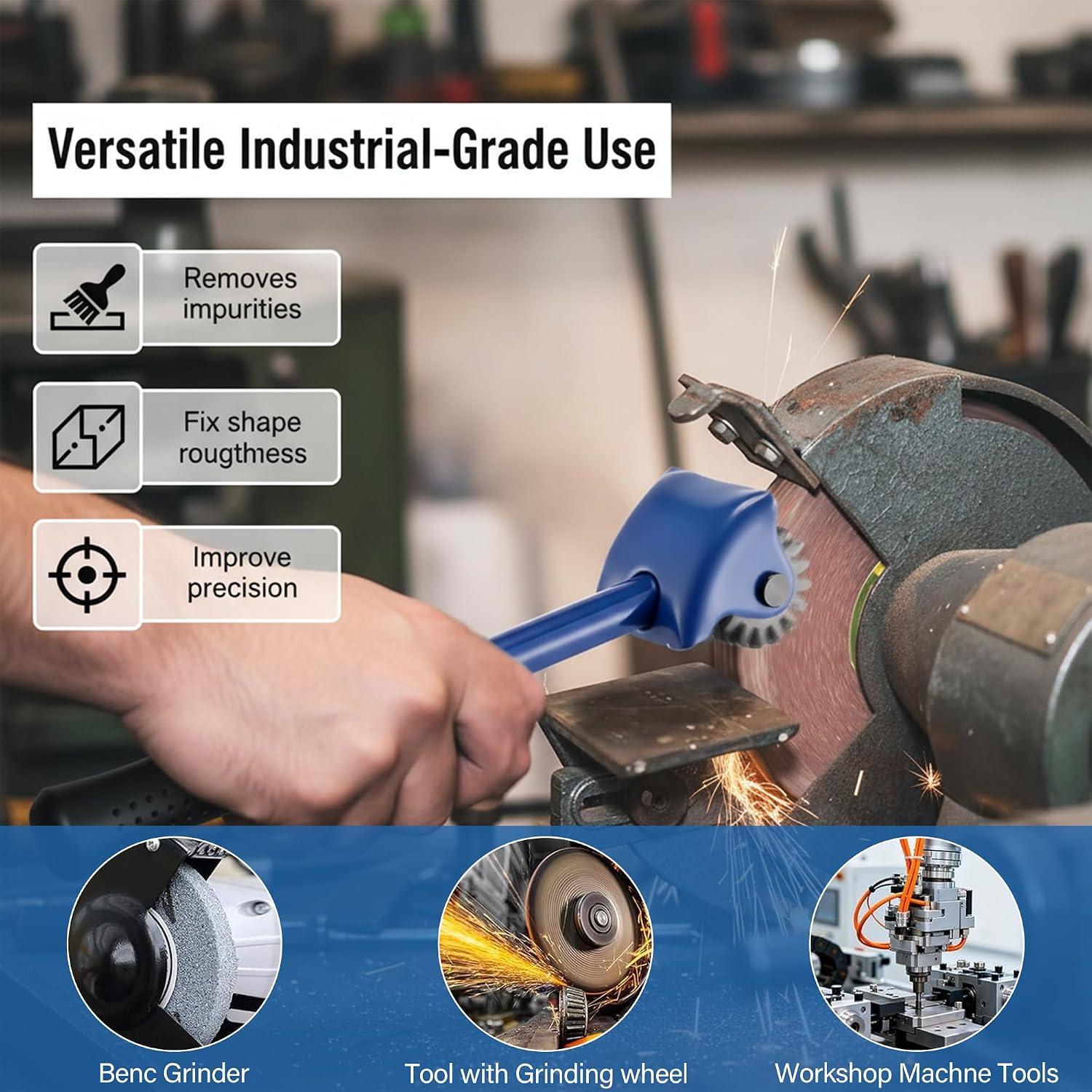 Grinding Wheel Dressing Tool(Installed Blade) with 25 Replacement Star Blades, Bench Grinder Dresser and Restorer for Grinding Wheel Surface Correction, Maintenance, Grinding and Polishing
