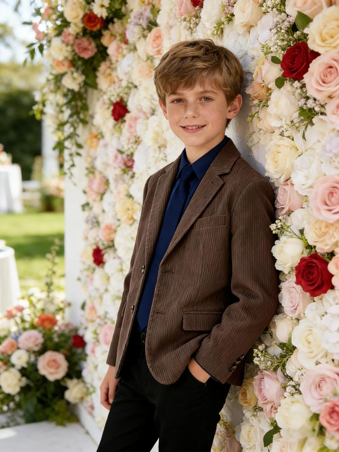 Boys Corduroy Blazer Formal Jacket for Kids Spring Casual Corduroy Suit Jacket for Boys Sport Coat Two Button - Image 5