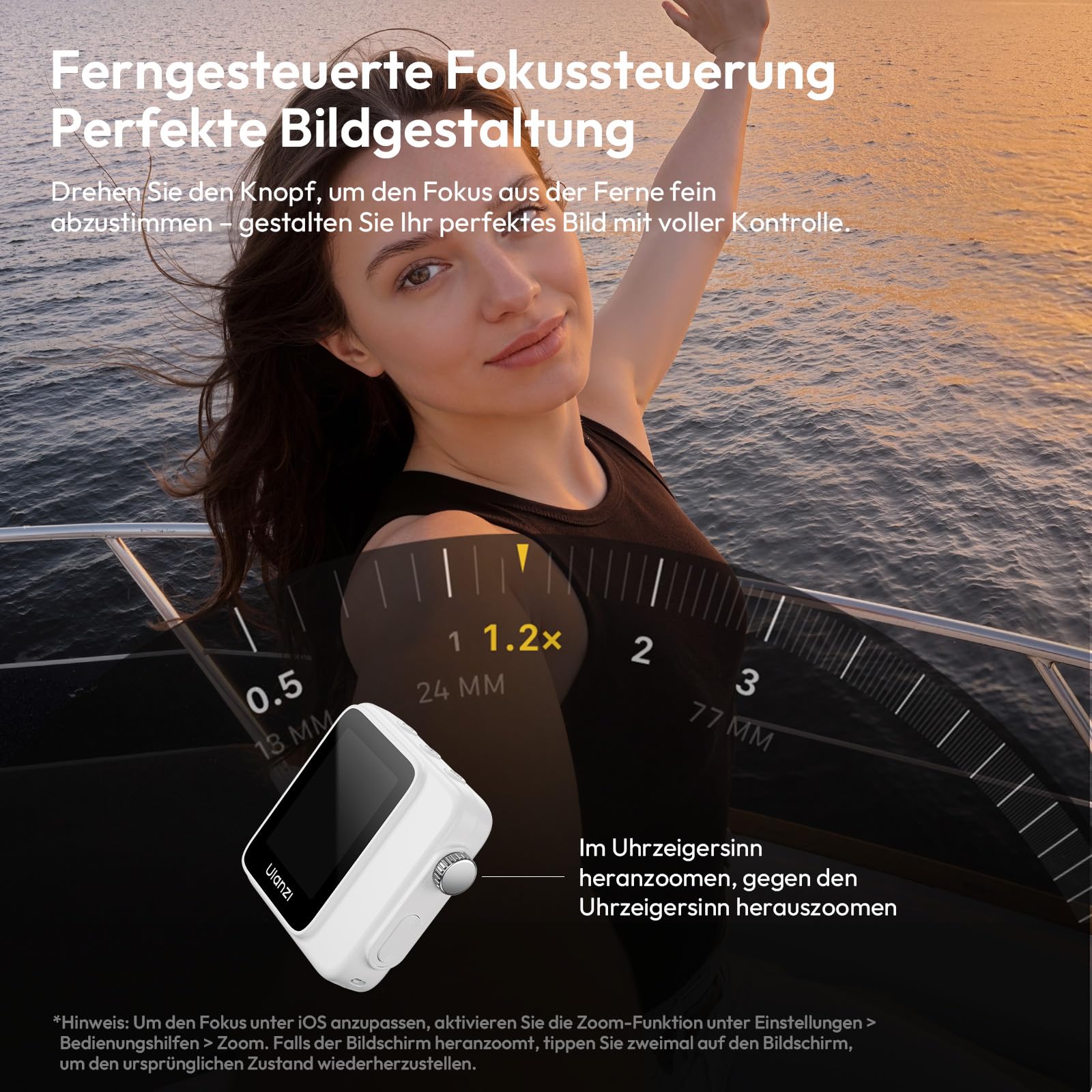 ULANZI VM02 Magnetischer Selfie Monitor, Handy Selfie Bildschirm mit Drehknopf-Fokus, Kabellos 5G WiFi Bluetooth 5.2, 1000mAh Akku für iPhone Android Rückkamera,Vlog Live Streaming TikTok (Weiß)