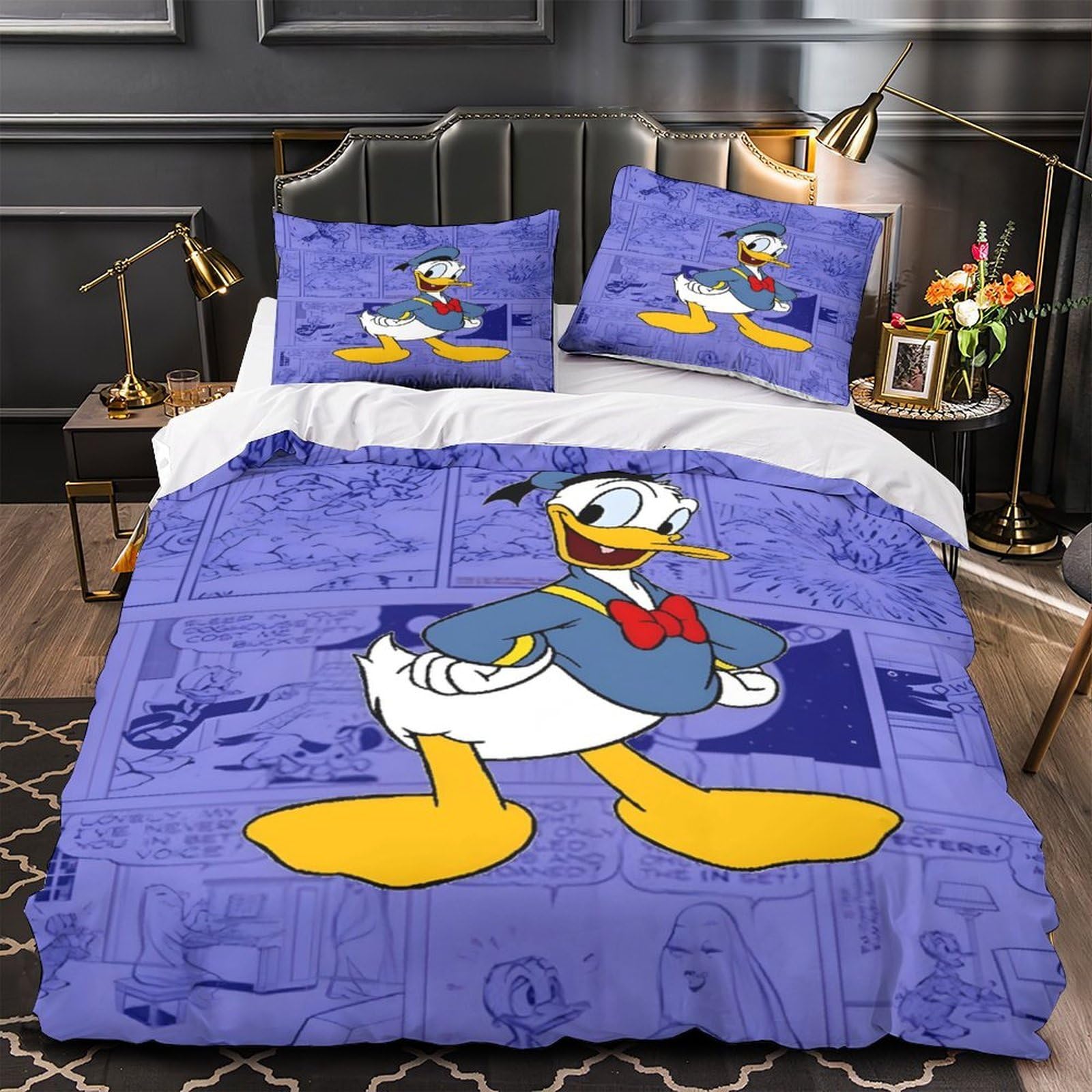 Housse de couette canard pour chambre d'enfant et ado, parure 140x200 douce et légère