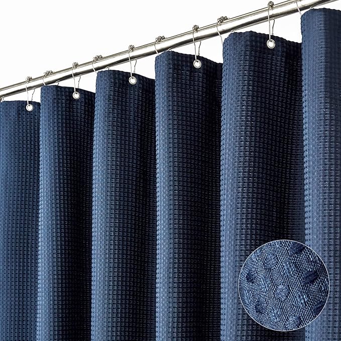 Dynamene Thick Fabric Shower Curtains Navy Blue