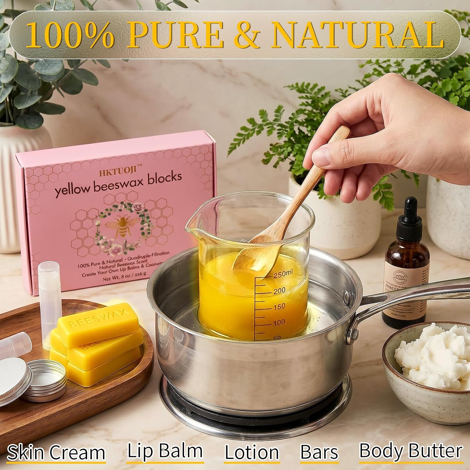 Yellow Beeswax Blocks, 8 Pack of 1 oz