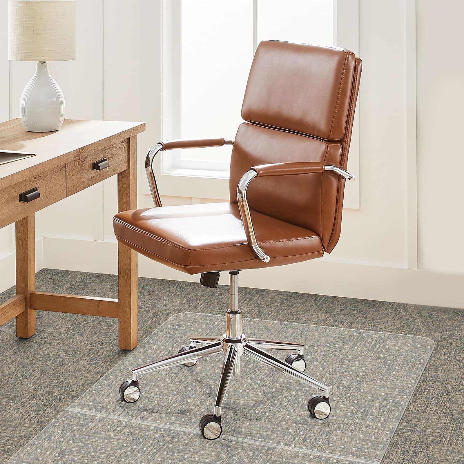 Office Chair Mat for Carpet: 36" x 48" Plastic Heavy Duty Computer Desk Mats with Lip for Low Flat and No Pile Carpeted Floor - Clear Rug Pad for Rolling Chairs Office Work Home Gaming Rectangle