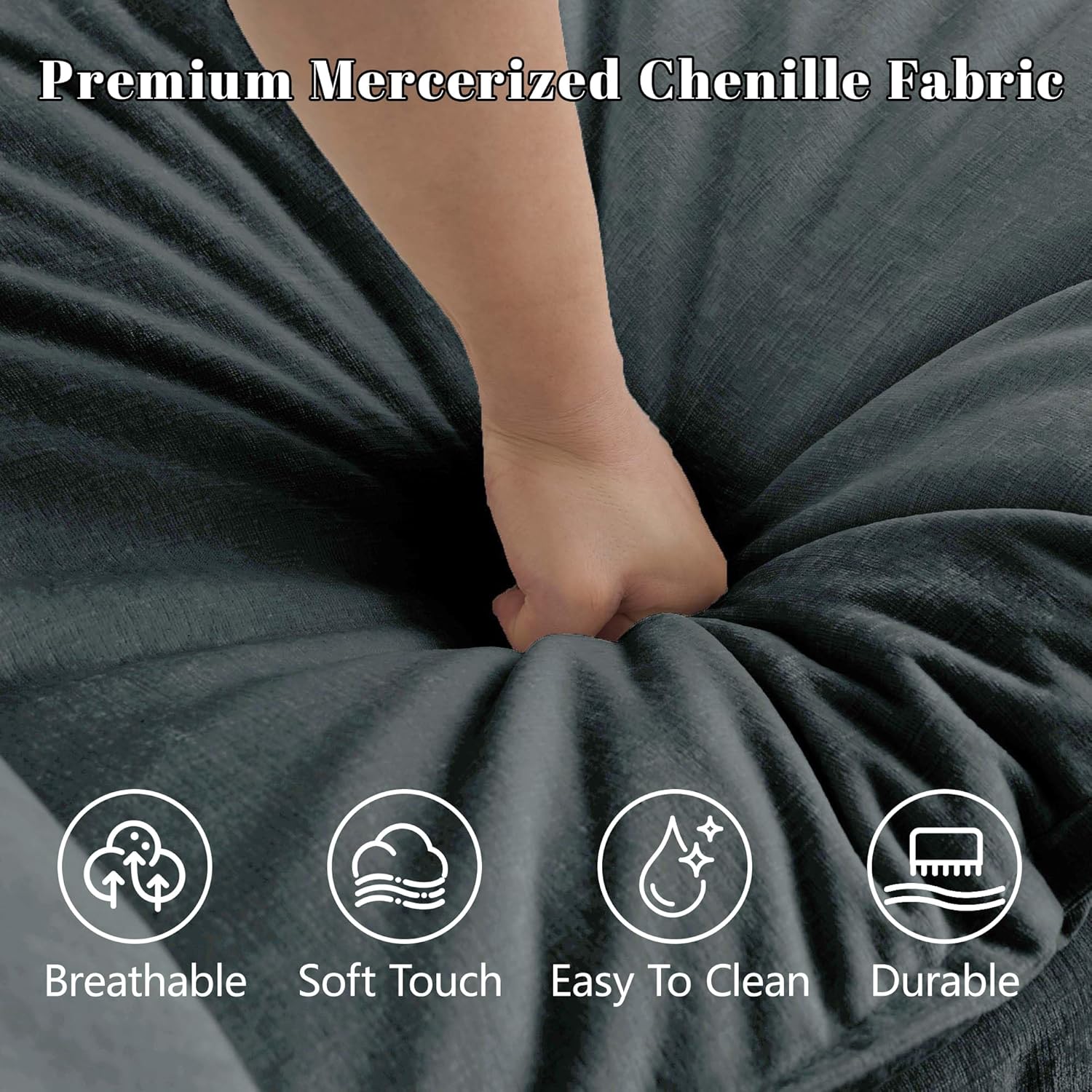 76.7" Modular Sectional Couch, Chenille Cloud Couch Sofa with Pillow and Movable Ottoman, L Shaped Deep Seat Couches for Living Room, Bedroom, Office, Apartment 4 81ZRYr5OnHL. AC SL1500