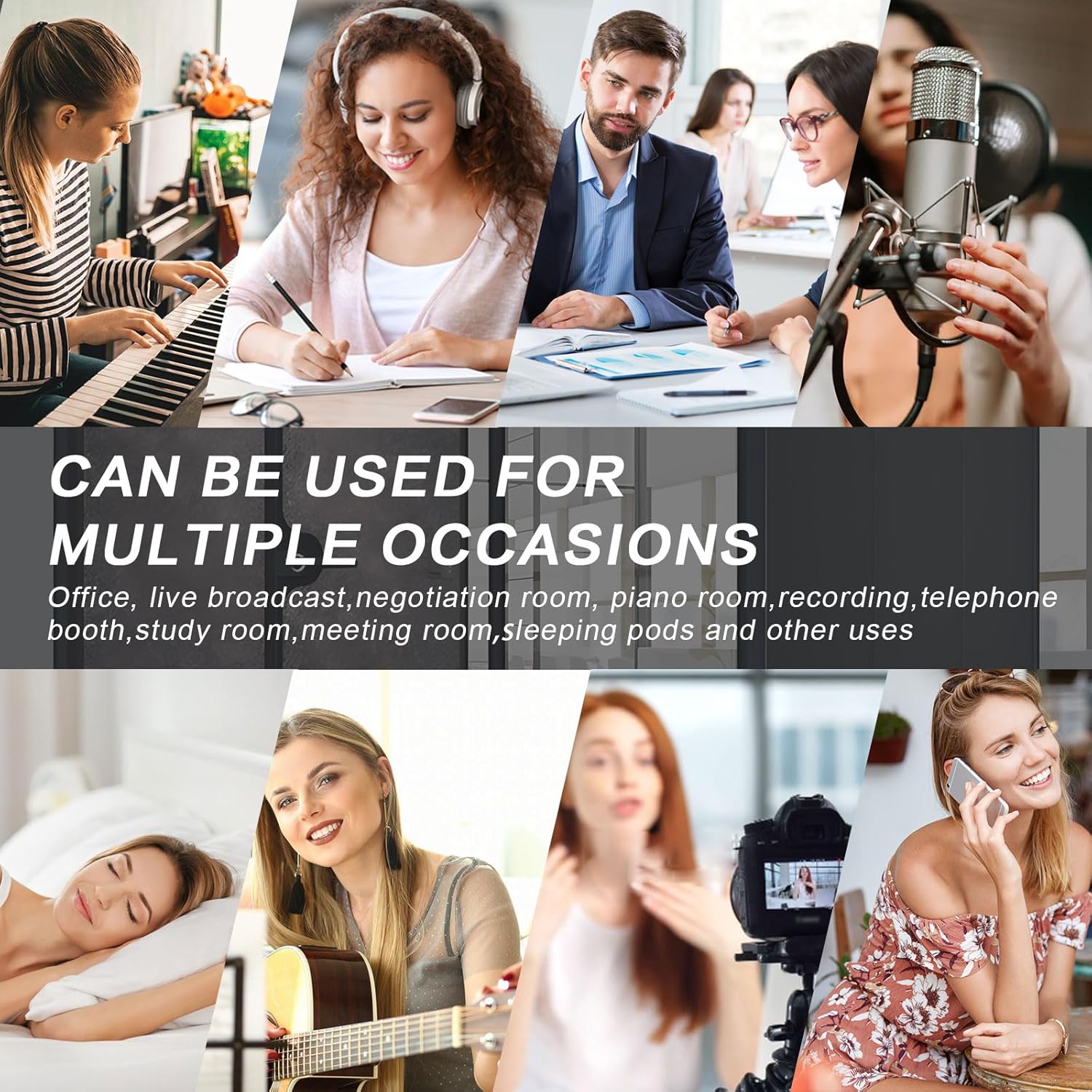 Office Sound Booth with Audio Privacy - Black Office Pod with Curved Corner Design&Small Table,Soundproof Booth Includes Central Lighting,Honeycomb Aluminum Panel,Fans for Meeting(86IN)